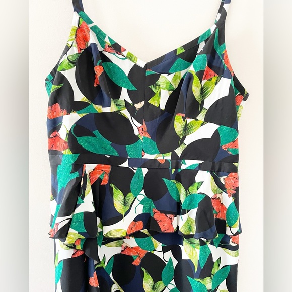 J. Crew Sosi Printed Silk Floral Spaghetti Strap Ruffle Dress Size 14 - Picture 4 of 9